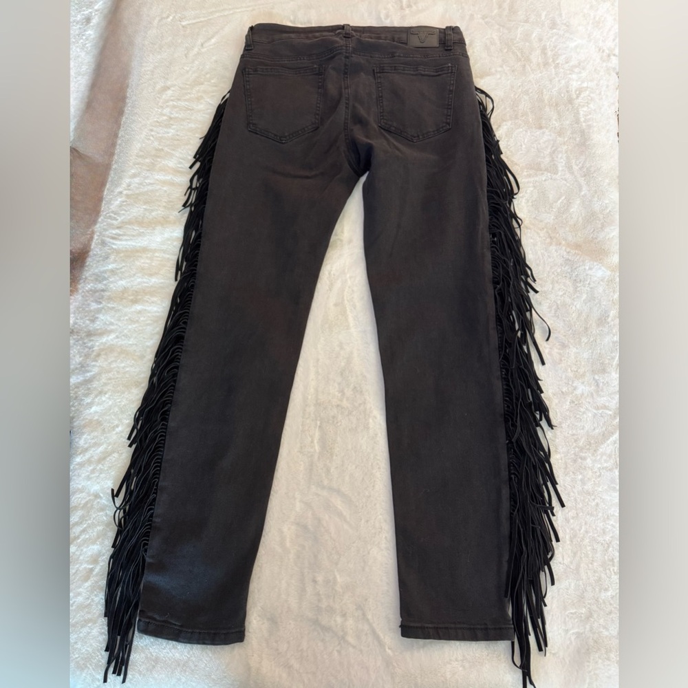 Lucky & Blessed Black Fringe Skinny Jeans - Picture 4 of 12